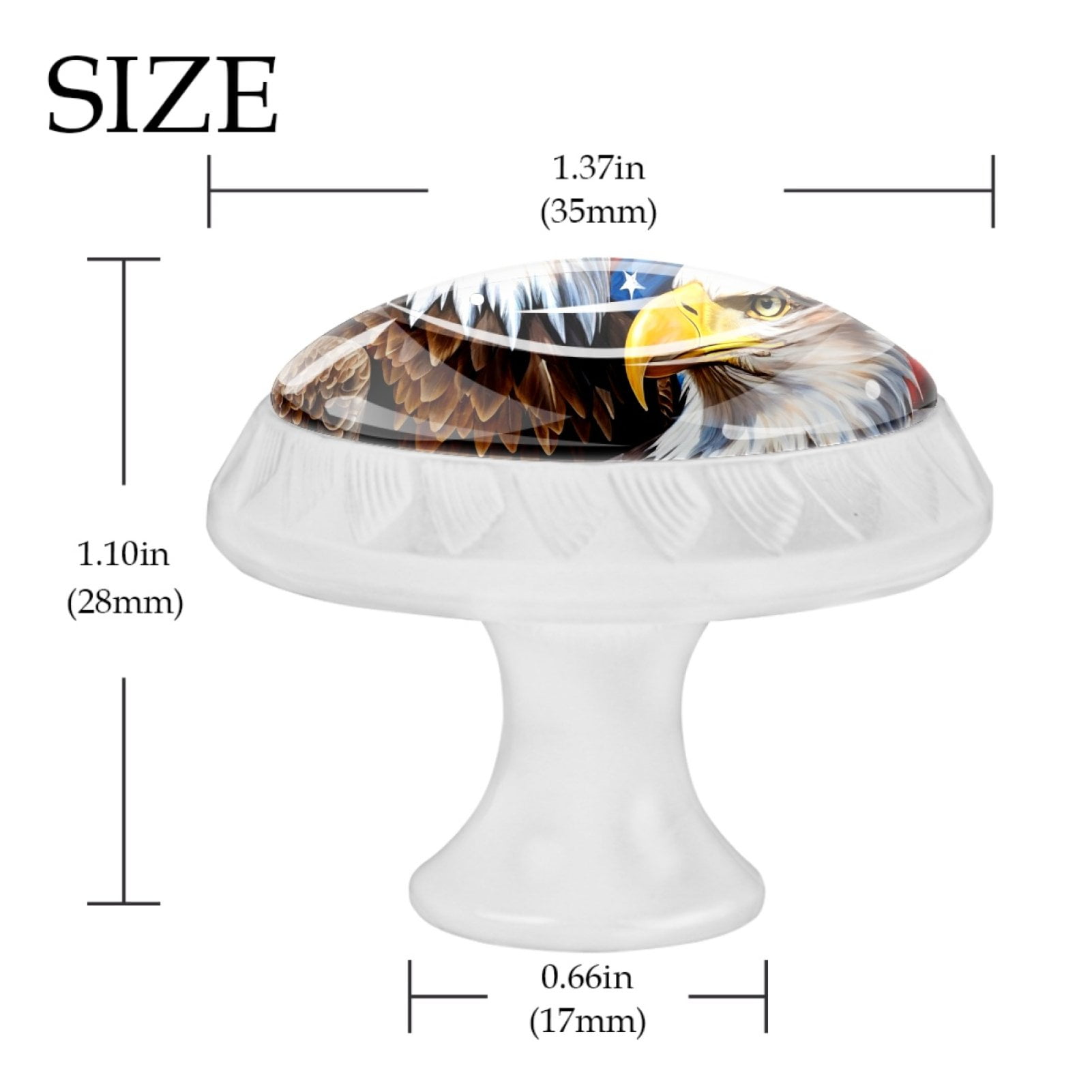 4 Pcs Eagle and American Flag Knobs for Kitchen Cabinet Cupboard Dresser Bookcase Drawer Pulls Handles Round Home Decor