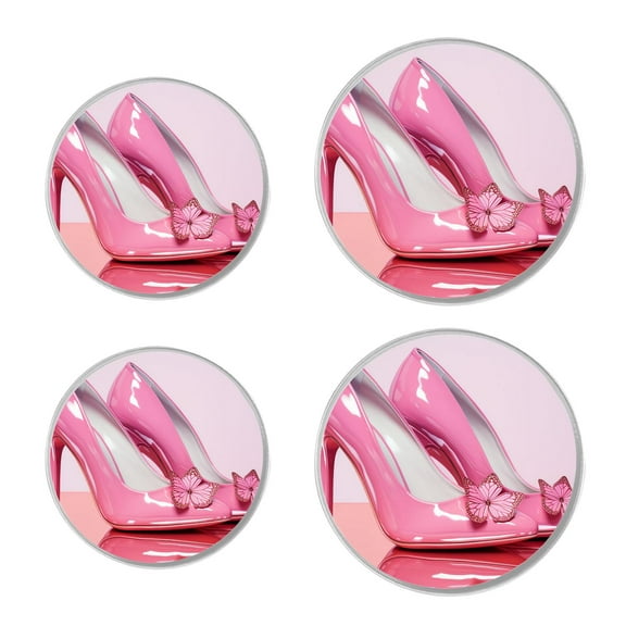 Stove Burner Covers 4 Pcs for Decorative Gas Stove Burner Cover 8Inch And 10Inch ,Pink High Heel Shoes Butterfly Cute Pattern