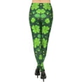 thumbnail image 5 of HDE Trendy Design Workout Leggings Fun Fashion Graphic Printed Cute Patterns Green 4 Leaf Clovers S, 5 of 6