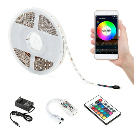 Best Choice Products 32.8ft 300 LED Light Strip Bluetooth Customizable Color Changing Flexible Rope Reel with Smart Phone Control, Wifi Remote, Sync To Music, Timer, Double-Faced (Best Led Wash Light)