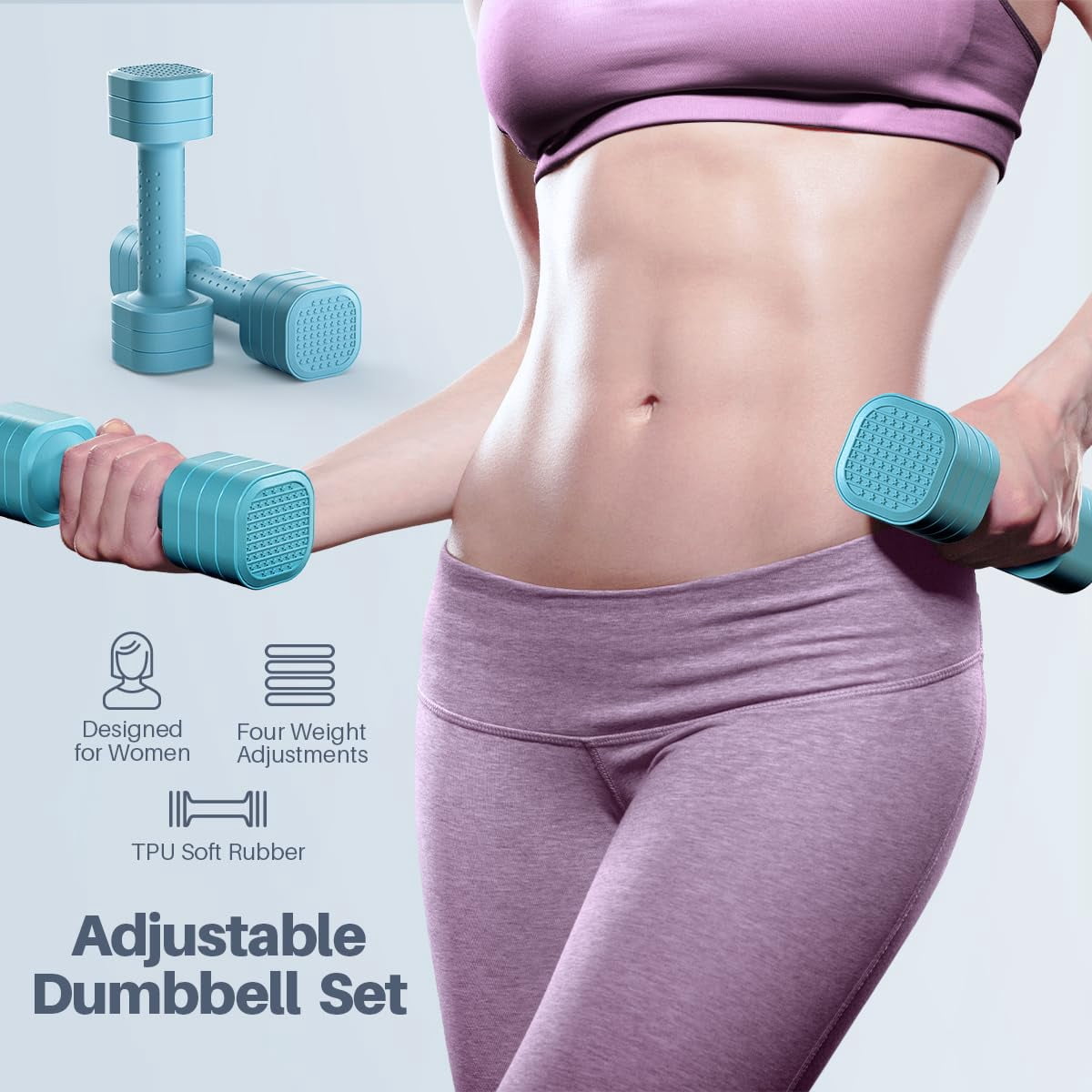 Adjustable Dumbbell Set  4 In 1 Free Weight For Women Hand At Home Each 2lb 3lb 4lb 5lb With Tpu Soft Rubber Handle Gym Aquatic Fitness Equipment Purple