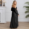 thumbnail image 2 of Unir Women's Maternity 450g Stretch Spandex Gown, Off-The-Shoulder Ruffle Sleeve Tiered Maxi Dress, Flowy Boho Pregnancy Photography & Formal Long Dress, 1pc, S/M/L/XL/XXL, 2 of 6