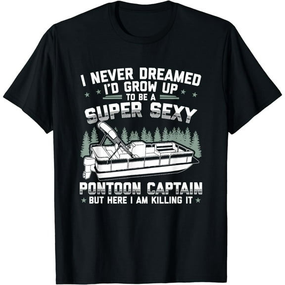 Short Sleeve T-Shirt Vintage Pontoon Captain Shirt Men Funny Gift for Boat Owner T-Shirt