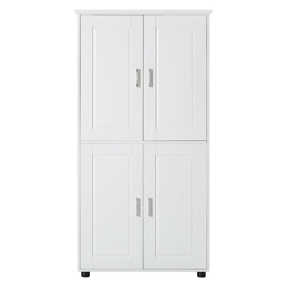 Resenkos Storage Cabinet,Kitchen,Pantry Cabinet,Bathroom Floor Storage Cabinet, Bathroom Storage Unit, Freestanding Cabinet with 4 Doors,White