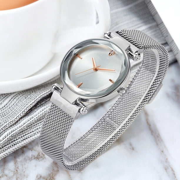 Ladies Mesh Band Quartz Watch With Decorative Dial And  display picture 3