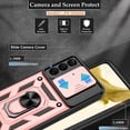 thumbnail image 3 of Compatible with Samsung Galaxy S22 Plus Case, S22 Plus Case with HD Screen Protector with Slide Camera Cover, 360°Rotation Ring Kickstand [Military Grade] Case for Galaxy S22+/S22 Plus, Rose Gold, 3 of 15