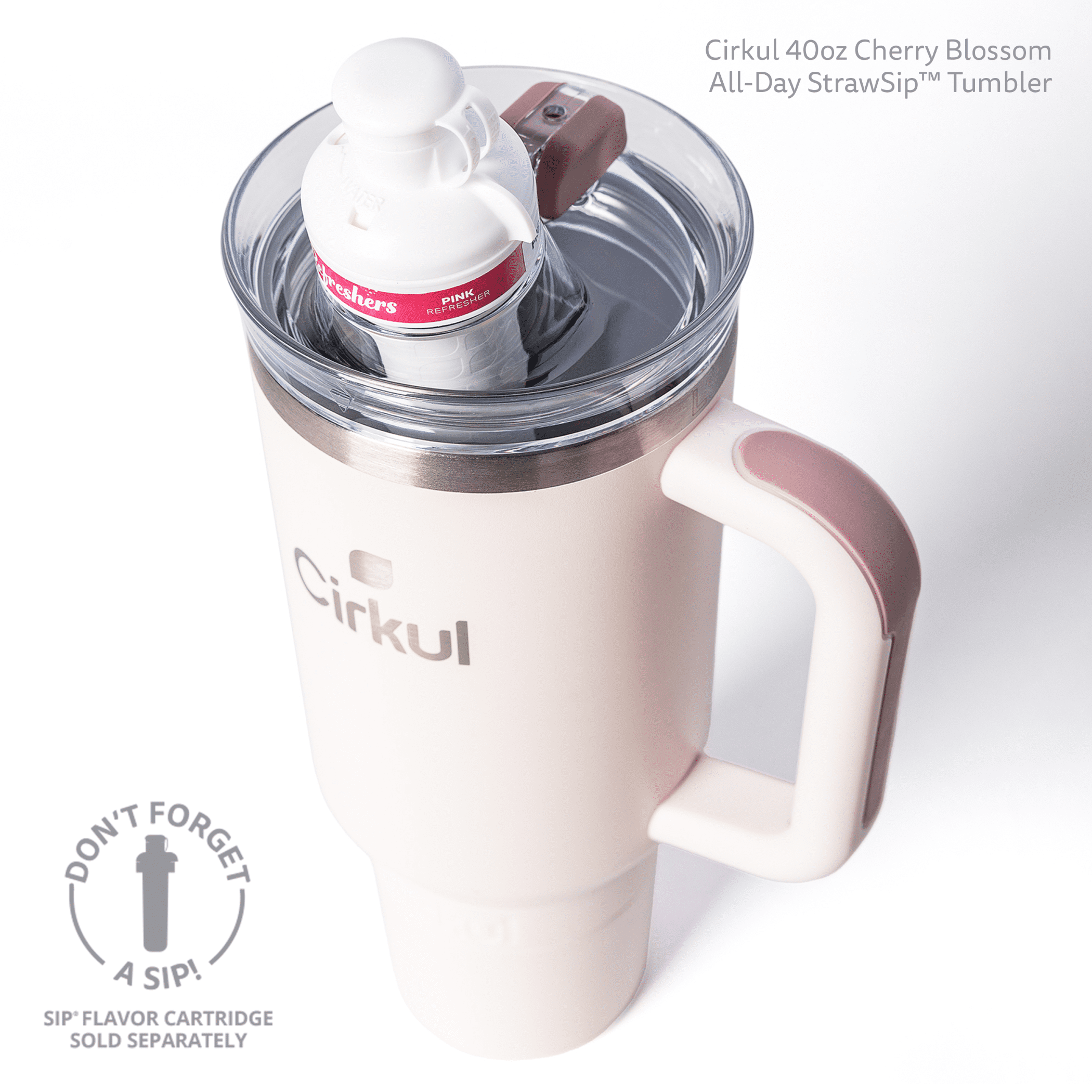 Cirkul 40oz All-Day StrawSip™ Tumbler, Cherry Blossom (Light Pink)., 40oz Cherry Blossom All-Day StrawSip™ Tumbler.