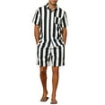 thumbnail image 2 of Conjunto de Camisa a Rayas INSPIRE CHIC para Camisas de Manga Corta de Playa Hawaiana para Hombre y Pantalones Cortos M Negro Blanco, 2 of 4