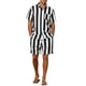 thumbnail image 2 of Conjunto de Camisa a Rayas INSPIRE CHIC para Camisas de Manga Corta de Playa Hawaiana para Hombre y Pantalones Cortos M Negro Blanco, 2 of 4