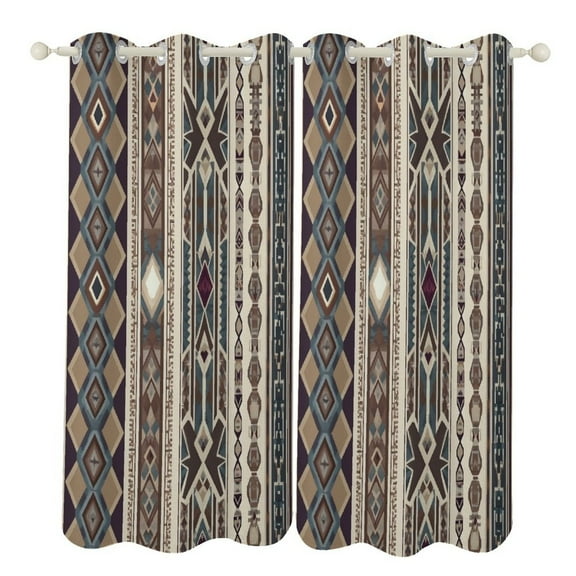 Bohemia 2pcs Blackout Curtains For Living Room Bedroom Grommet Top Window Set for Left And Right Biparting Open