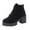 Black, variant on Fesfesfes Womens Black Boots Winter Flock Boots Chunky Heel High Heel Short Boots Round-Toe Side Zipper Boots 4.5(36)
