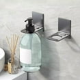 thumbnail image 5 of Meggemo 1 Pack Gray Wall Mounted Dispenser for Bathroom Shampoo Hand Soap Kitchen Dish Soap No Drill Adhesive Holder Easy to Install for Home Daily Use, 5 of 7