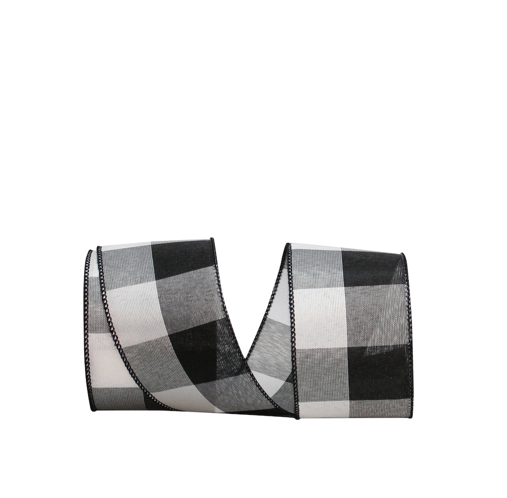 The Ribbon Roll - T90064W-984-40F, Black/white Jumbo Check Wired Edge