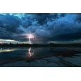 thumbnail image 2 of Fu, Annie 24x17 White Modern Wood Framed Museum Art Print Titled - Lightning Above Turquoise Pool, 2 of 4