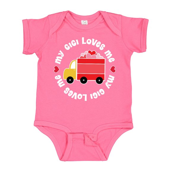 Inktastic My Gigi Loves Me Valentine Truck Boys or Girls Baby Bodysuit