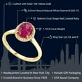 thumbnail image 2 of Gem Stone King 10K Yellow Gold Red Created Ruby and Diamond Engagement Ring for Women (1.15 Cttw, Oval 8X6MM), 2 of 7