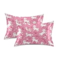 thumbnail image 2 of Haosy Satin Pillowcase for Hair and Skin Standard Cooling Silk Pillow Case with Envelope Closure White Dogs on Pink Grass 20"x26", 2 of 9
