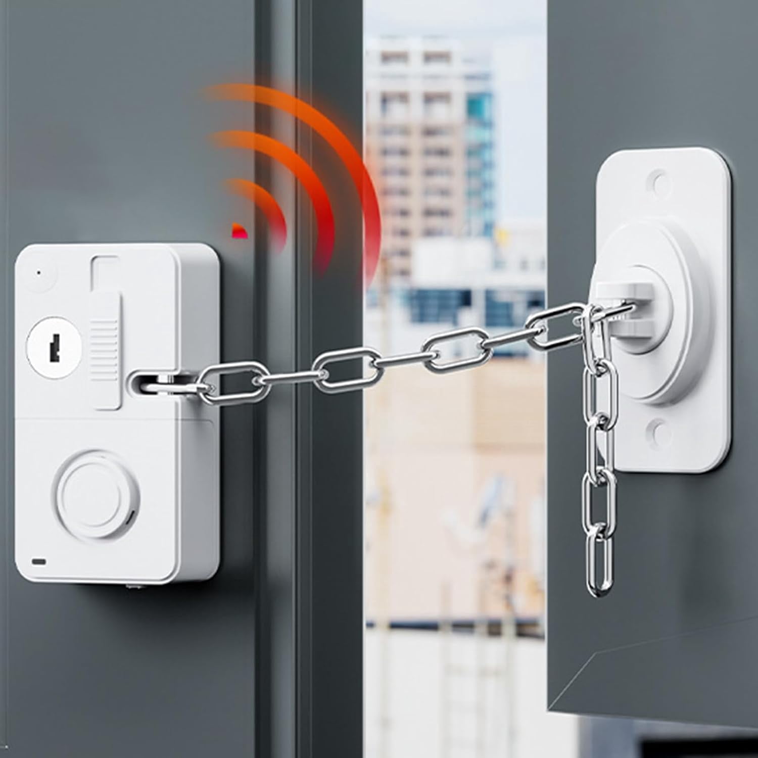 Child Door Lock with Abnormal Alarm (White 2Pack),Door Locks for Kids Safety, for Door Monkey, Child Proof Door Lock, Drawers and Child Safety Cabinet Locks, 3M Adhesive No Drilling