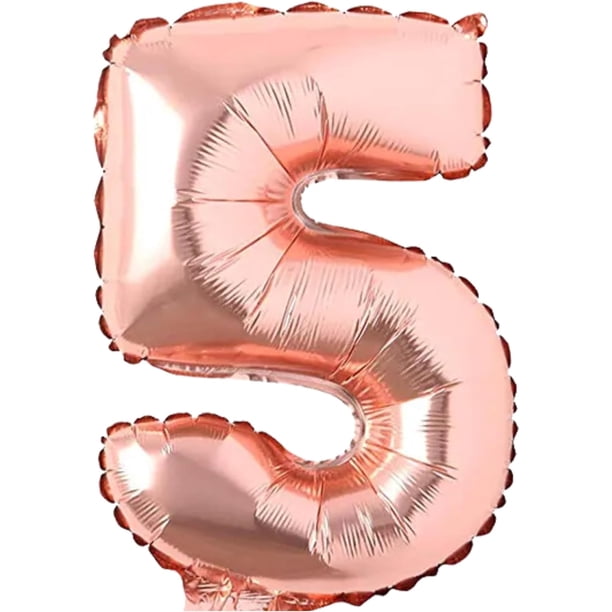 Yanonmyfd Globos de 40 pulgadas de números de papel de aluminio para helio, globos para fiestas de cumpleaños, banquetes, decoración digital (ROSEGOLD5),ROSEGOLD5