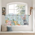 thumbnail image 2 of Happy Easter Tier Curtains 24 Inch Length, Spring Bunny Easter Eggs Floral Teal Wood Cafe Short Curtains for Bathroom Over Sink, Small Kitchen Curtain Light Filtering Drapes 2 Panels 27.5"Wx24"L, 2 of 8