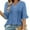 Blue, variant on Women's V Neck Flare Short Sleeve Shirts Pleated Button Down Summer Causal Tops, Lightweight & Dressy for 2025 Trends
