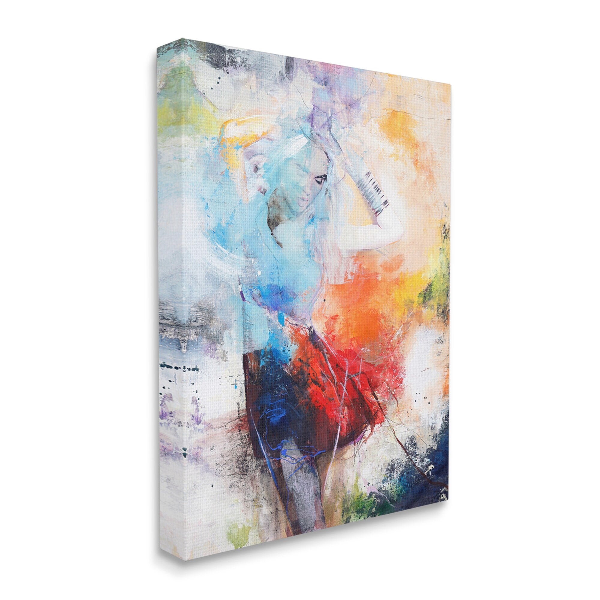 Stupell Industries Dancing Woman Abstract Expressive Painting Lively Rainbow Tones, 30 x 40,Design by Design Fabrikken