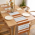 thumbnail image 3 of Burnt Orange Grey Stripe Table Runner - 60 Inch Long, Kitchen Dining Table Runner Dresser Scarves, Farmhouse Minimalist Striped Farmhouse Decor for Coffee Tables Wedding Party Banquet, 3 of 8