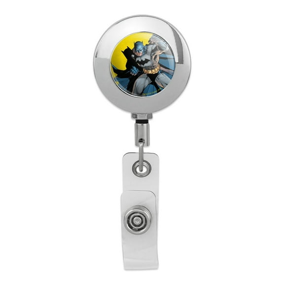 Batman Character Retractable Reel Premium Metal Chrome Badge ID Card Holder Clip
