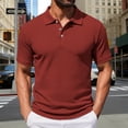 thumbnail image 2 of SGMVNU Men's Short Sleeve Polo Shirts, Solid Color V Neck Collared Golf Tee, Casual Slim Fit Breathable Summer T Shirts for Daily Work Outdoor Brick Red L, 2 of 7