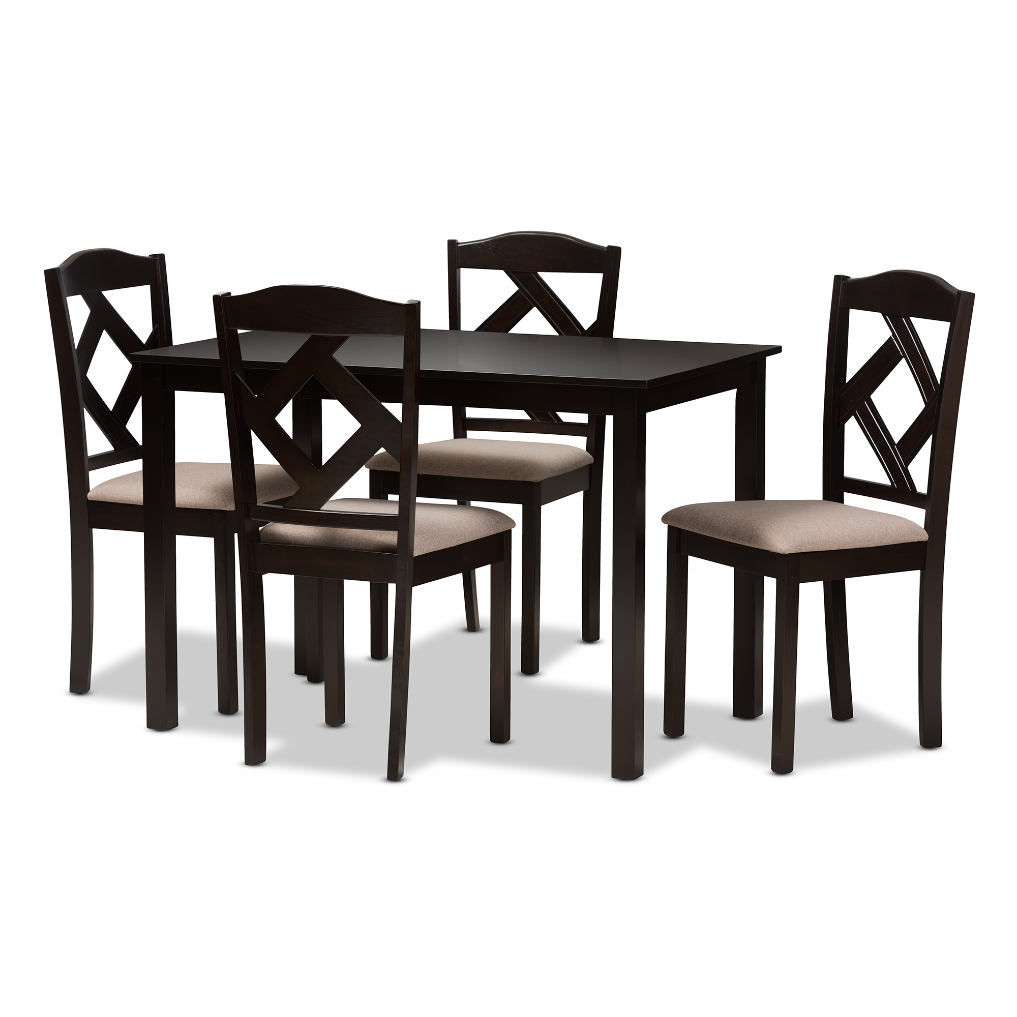 Baxton Studio Ruth Contemporary Dining Set, 5-Piece, Beige/Dark Brown