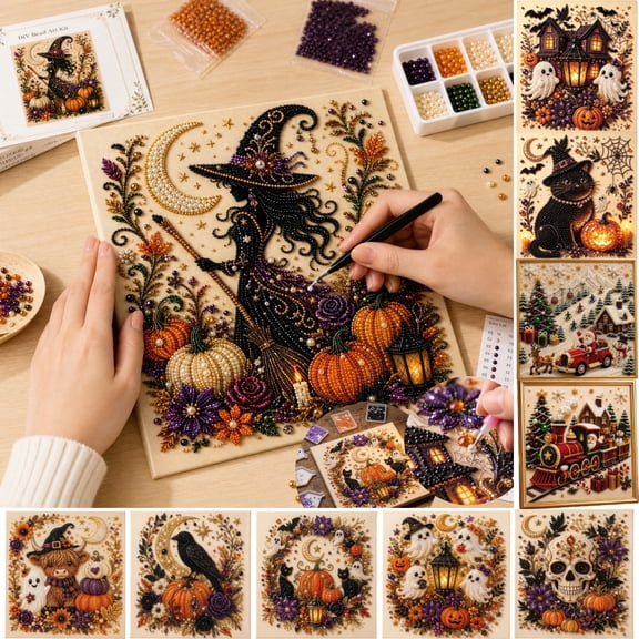 Halloween Ghost Pearl Art Diy Kit Spooky Diamond Painting Crafts for Adults Beginner Friendly Festive Party Home Wall Decor, Lazyguy