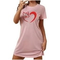 thumbnail image 2 of Camisón corto de talla grande para mujer, camisón de manga corta con estampado de pecho a la moda, camisón para mujer, 2 of 5