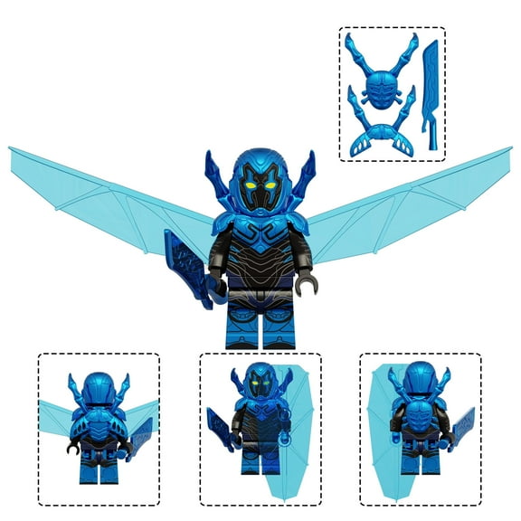 1.77 Inch Superhero Movie Blue Beetle Action Figures Building Blocks Toys for Boys Kids Fan Christmas Birthday Gift Collectible