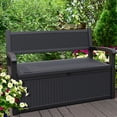 thumbnail image 2 of Nihsuao 80 Gallon Plastic Storage Bench Made of Durable Weatherproof Resin, Deck Box Lockable Storage Compartment for Outdoor Patios & Lawns, Black, 2 of 8