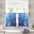 thumbnail image 3 of Blue Green Coral Semi Sheer Curtains 45 Inch Length 2 Panels Set, Summer Watercolor Ocean Plant Sheer Kitchen Curtain Privacy Voile Window Curtain for Living Room Bedroom Rod Pocket Drapes, 3 of 7