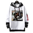 thumbnail image 3 of Sudadera con capucha con estampado de rapero para hombre, ropa de calle de gran tamaño con cintas y letras, jersey de retazos, primavera y otoño, 3 of 4