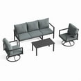 thumbnail image 5 of MRUAKA 4-Piece Outdoor Patio Conversation Set, Metal Frame Furniture Sofa with Armchairs & Coffee Table, Weather-Resistant Cushions for Balcony, Deck, Poolside Gray, 5 of 9
