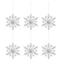 6pcs, Christmas Hanging Snowflakes, Large Glitter Snowflakes Ornaments Plastic Snowflake Winter Indoor Outdoor Christmas Tree Holiday Decor