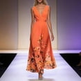 thumbnail image 2 of SONXAHE Women's Floral Print Sleeveless Maxi Dress Deep V Neck Waist Band Formal Long Dress, 2 of 4