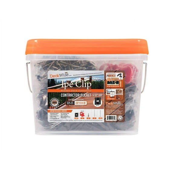 DeckWise (Black) Ipe Clip Extreme S Hidden Deck Fasteners, 5/32" Gap, Stainless Steel Black #8x2" Trim-Head Screws for 300 Sq.Ft. of AD and KD Hardwood, Thermal or Composite Decks (525 Bucket)