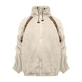 thumbnail image 4 of Quinlirra Womens Fuzzy Fleece Jacket Zip Up Long Sleeve Jackets Fall Winter Coat Outerwear With Pockets XXL White, 4 of 6
