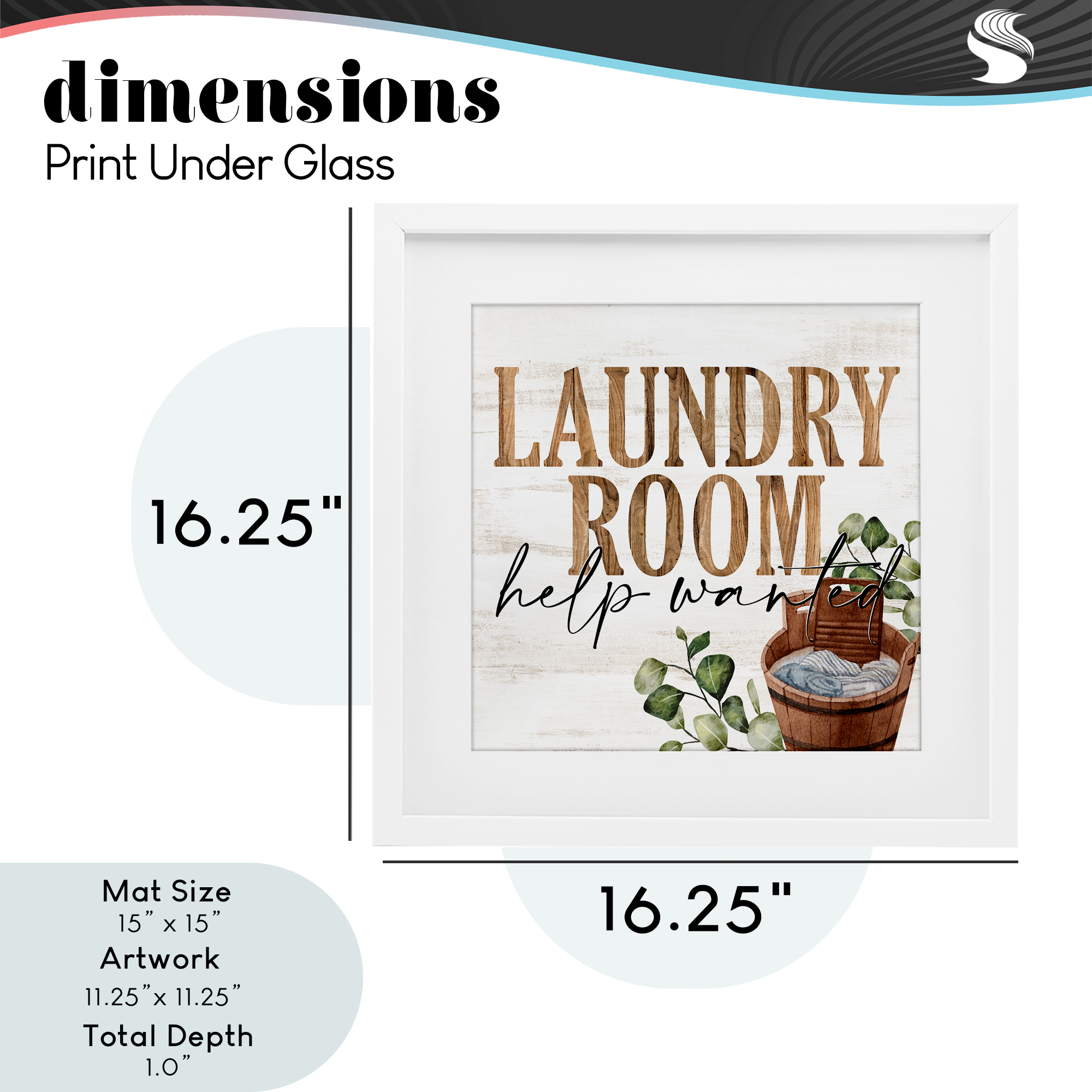 Help Wanted Rustic Laundry Room White Framed Print Under Glass, design by Kim Allen