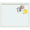 thumbnail image 2 of PinPix 17x14 Custom Cork Bulletin Board Lattice White Aqua Poster Board Has a Fabric Style Canvas Finish, Framed in Lattice White Aqua, by ArtToFrames (PinPix-1817), 2 of 5