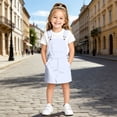 thumbnail image 2 of FYDUU Girls Dresses Solid Color Sleeveless Casual Overalls Dress Everyday School Outfits Kids Adjustable Strap Suspenders Dress 12-13 Years, 2 of 4