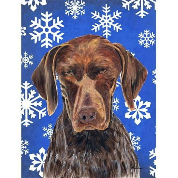 11 x 15 in. German Shorthaired Pointer Winter Snowflakes Holiday Garden Size Flag