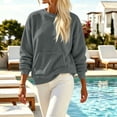 thumbnail image 3 of HOMBOM Womens Winter Sweatshirt Soft Fleece Long Sleeve Hoodless with Pockets Crew Neck Pullover Tops for Women Fashion Outfits, 3 of 6