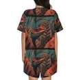 thumbnail image 6 of Daiia Colorful Reptile And Leaves Pattern Womens Pajama Sets Short Sleeve Pajamas for Women Sets Soft Lounge Sets Casual Round Neck Sleepwear PJS-3X-Large, 6 of 7
