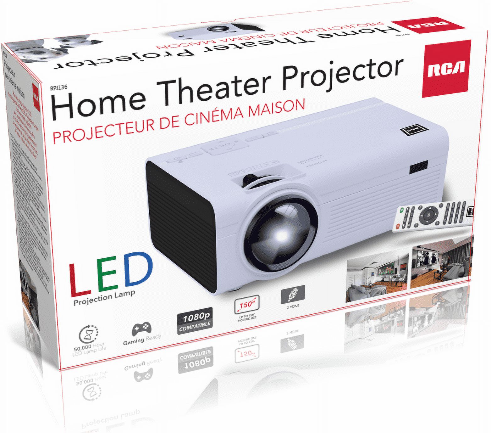 RCA 480P LCD Home Theater Projector - Up to 130" RPJ136, 1.5 LB, White - image 2 of 16