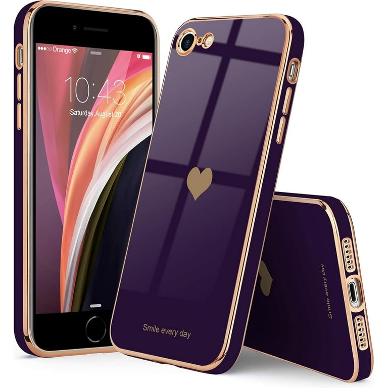 Mionbel iPhone SE, 7, 8 Case, Love-Heart Bling Plating Soft Case