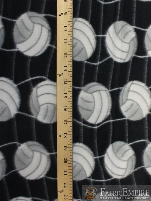 Fleece Printed Fabric VOLLEYBALL NET BLACK / 58" Wide / Sold by the